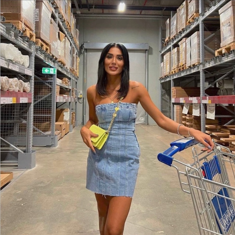 Zara denim bandeau dress (corset, bustier), XS, nwt